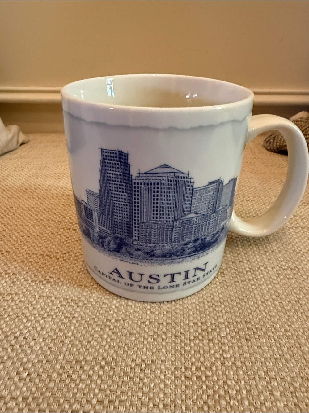 Starbucks 2008 White and Blue Austin Skyline Mug